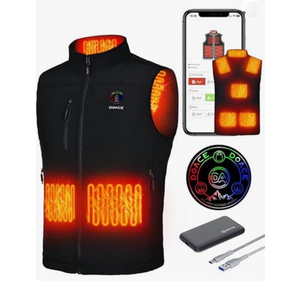 DOACE Heated Vest APP Control with Battery Pack for Men and Women Black 2XL - Picture 2 of 11